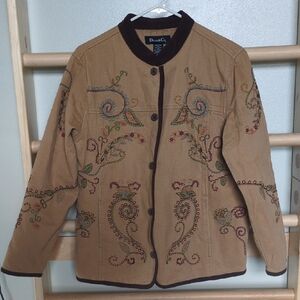 Denim&Co Tan Embroidered Women's Blazer